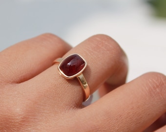 Classic Ruby Ring, Solid 14K Gold Ring, Natural Ruby Gold Ring, July Birthstone Ring, Solitaire Ring, Minimalist Ring,