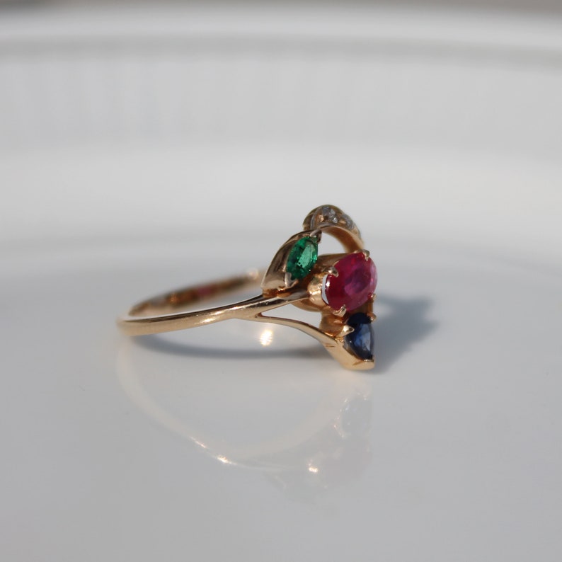 Precious Gemstone Ring Dainty Diamond Ring Classic Emerald,Ruby,Sapphire Rings Solid 14K Gold Ring Birthstone Ring Stackable Gold Ring