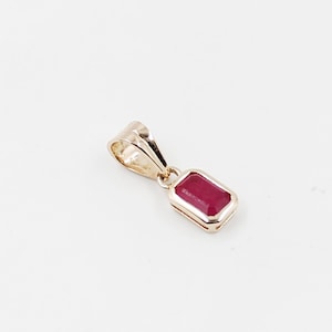 Natural Ruby Gold Pendant, Solid 14K Gold Pendant, July Birthstone, Minimalist Necklace, Solitaire Pendant, Charm Necklace, Gift For Her