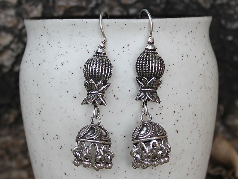Ethnic Jhumki Oxidized Silver Earring 925 Sterling Silver NEW YEAR PRESENTS