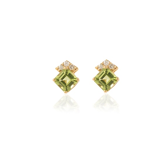 Cushion-Cut Peridot & Diamond Earrings 1/10 ct tw Sterling Silver & 10K  Yellow Gold | Kay