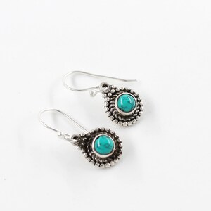 Natural Turquoise Silver Earring, 925 Sterling Silver, Ear Wire Earrings, Dangle Earring, Bezel Setting Earrings, Turquoise Earring Gift Her