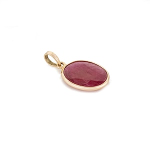 Natural Ruby Gold Pendant, Solid 14K Gold Pendant, July Birthstone, Minimalist Necklace, Solitaire Pendant, Charm Necklace, Gift For Her