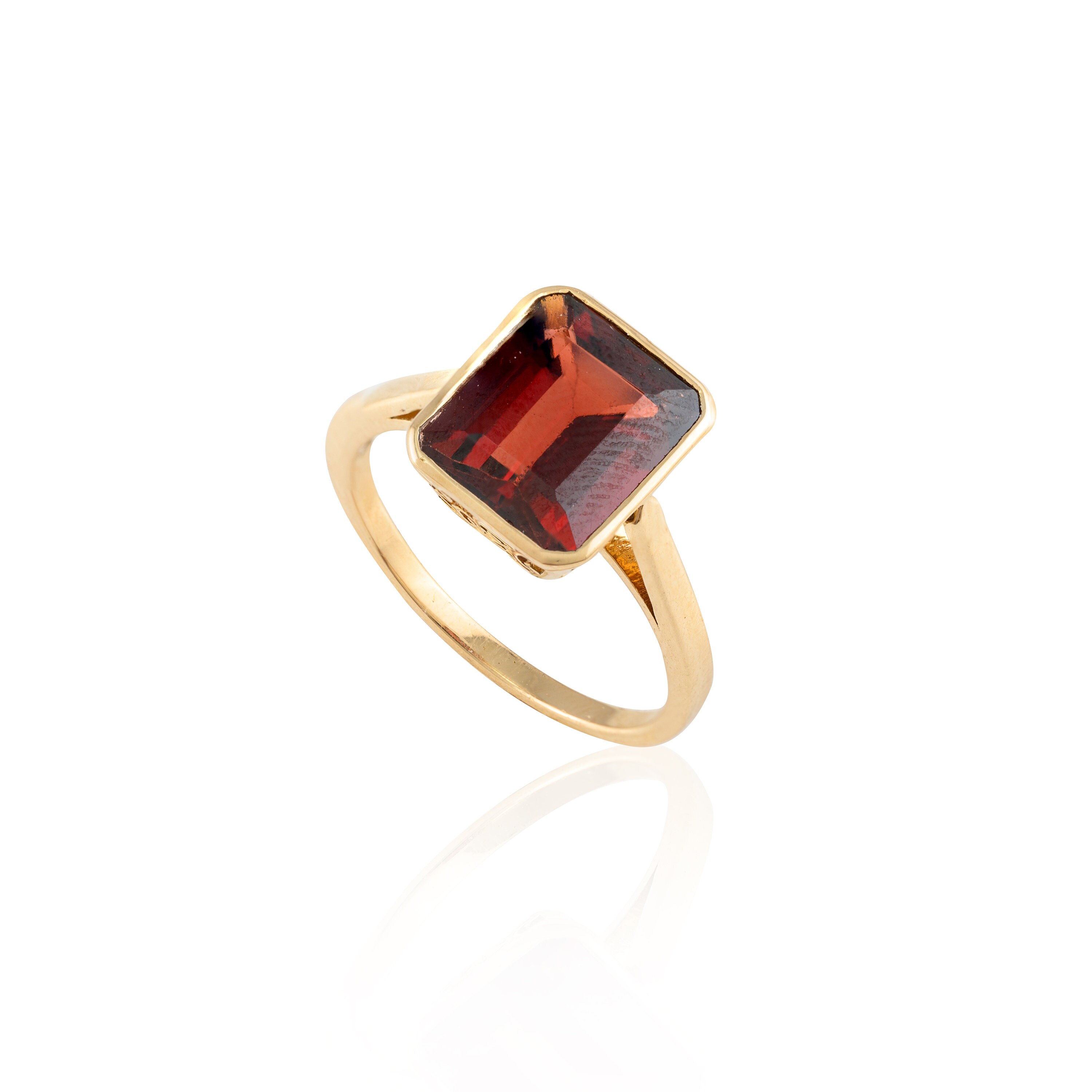 Stunning 14k Yellow Gold January Birthstone Ring With Genuine Garnet - Handcrafted In USA (Size 6) - View #7