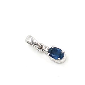 Natuurlijke blauwe saffier diamantzilveren hanger ketting, massief 925 zilver, minimalistische ketting, september geboortesteen ketting cadeau voor haar