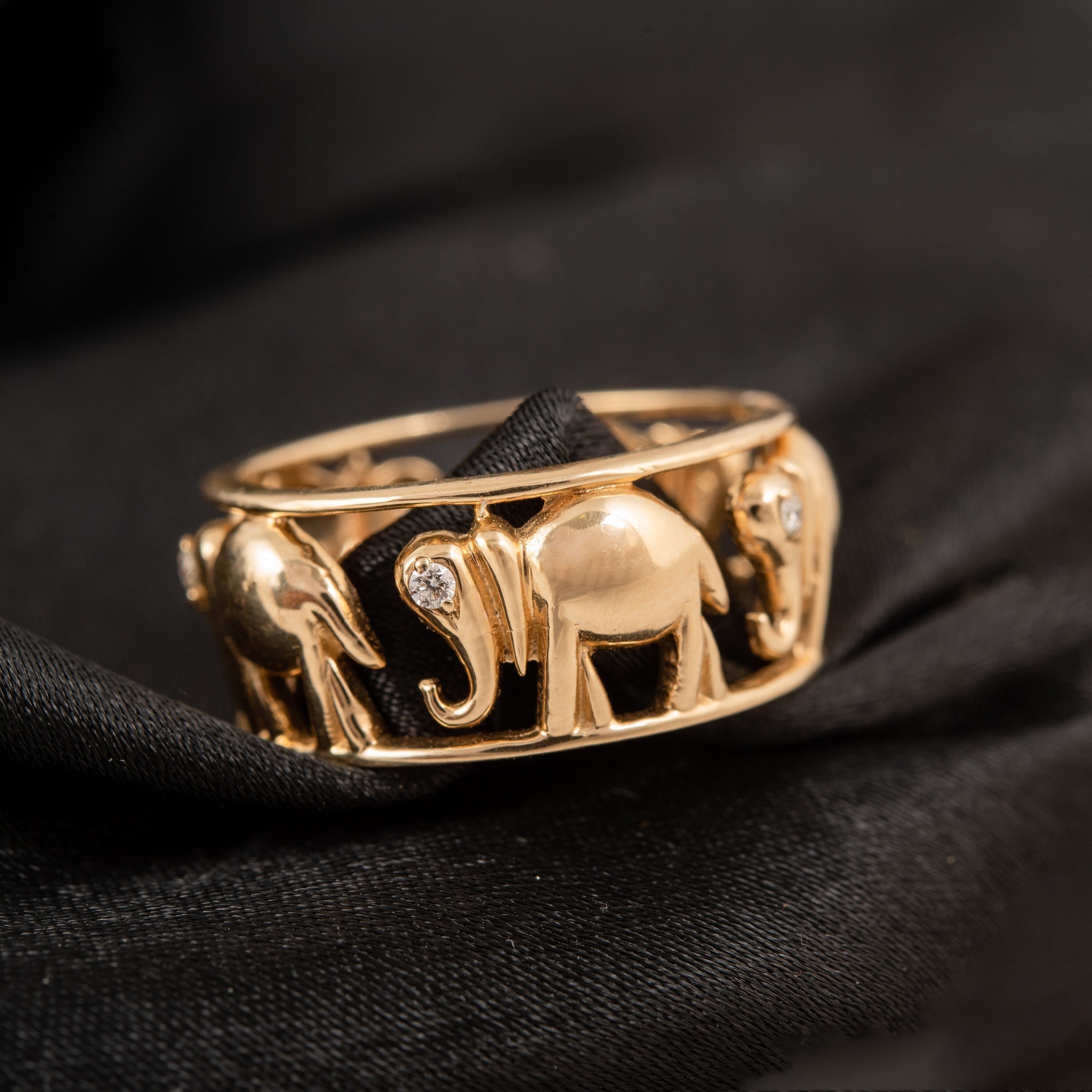 Buy Gold Elephant Band, Elephant Ring, Gold Plated Band, Oriental Ring,  Lucky Ring, Animal Ring, Gold Boho Ring, Vintage Band, Gold Vermeil Ring  Online in India - Etsy