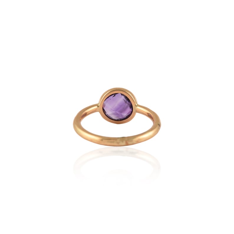 Dainty Gold Ring February Birthstone Stackable Amethyst Ring Solid 18K Gold Ring Elegant Amethyst Ring Simple Ring Solitaire Gold Ring