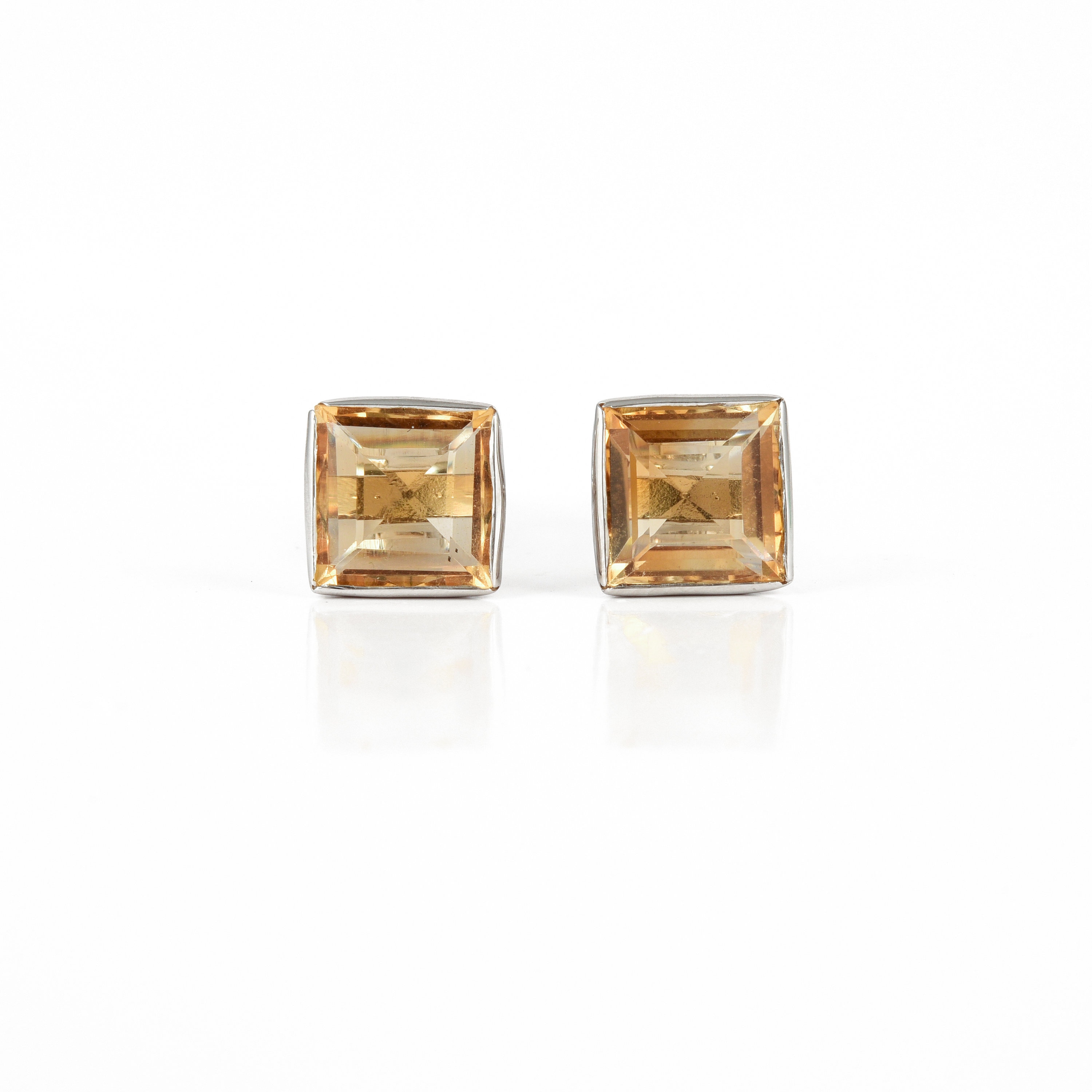 Natural Citrine Silver Cufflinks, Solid 925 Sterling Silver, Citrine Cufflinks, November Birthstone, Minimalist Silver Cufflink Gift For Dad