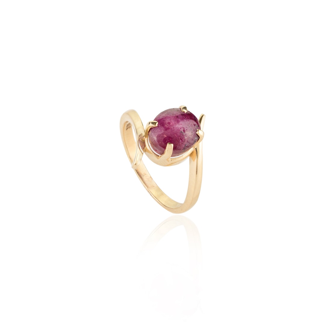 gold ruby ring stackable gold ring july ring natural... Natural Star Ruby Ring, Solid 14K Yellow Gold, July Birthstone Ring ...