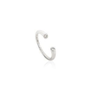 Natural Diamond Open Band Ring, Solid 14K White Gold, Open Slice Ring, Open Cuff RIng, Stackable Ring, Everyday Ring, Mother&#39;s Day Gift