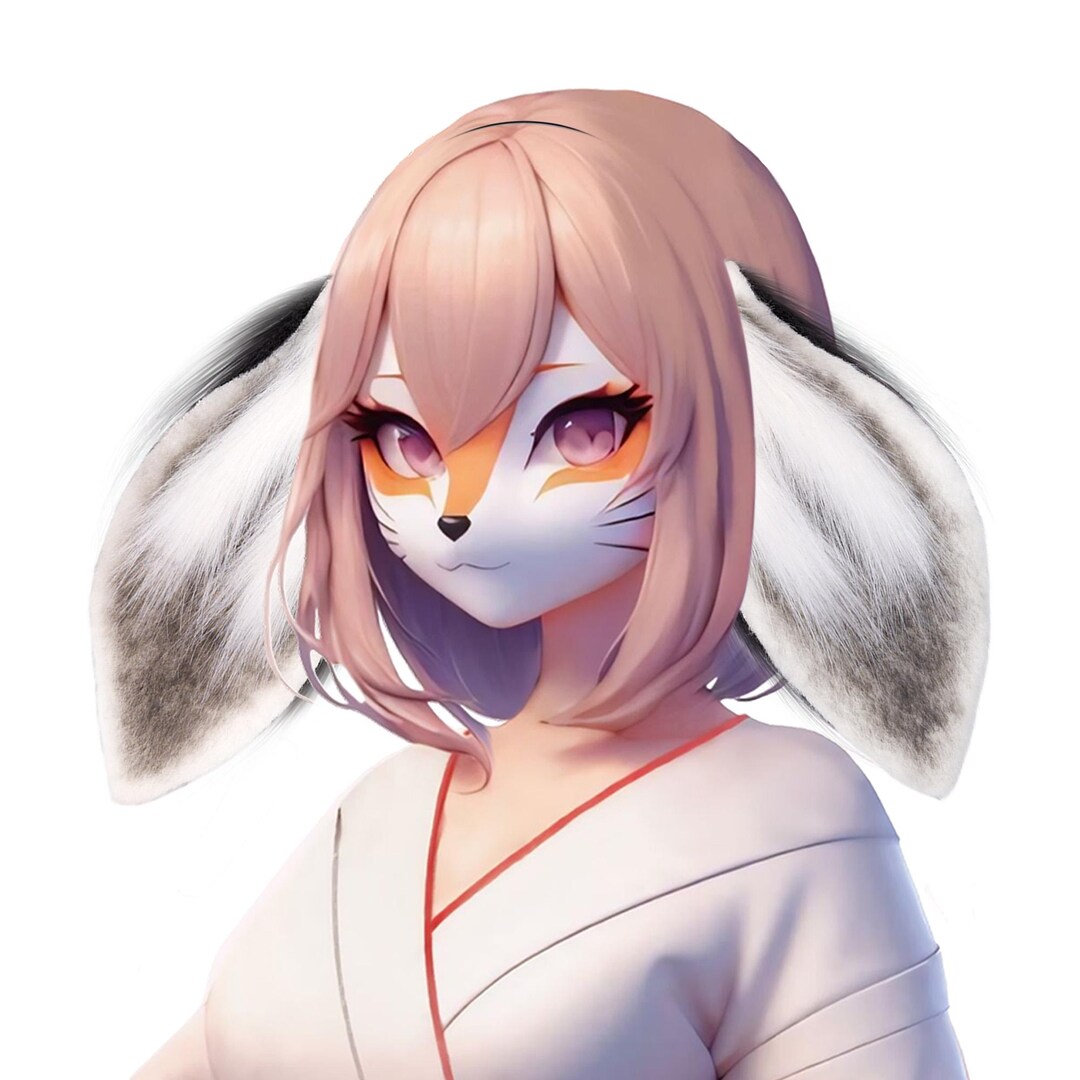 Kawaii Rabbit Ears Gray, Faux Fur Ears, Fluffy Ears, Bunny Ears ...