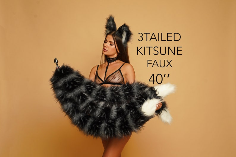 3 tailed kitsune tail buttplug Mature FoxTailPlug TailButtPlug ButtplugTail DildoTailButtPlug TailPlug PlugTail Butt plug tail 40 OKOVA image 1