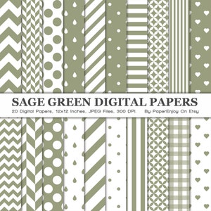 Sage Green Digital Paper, Green Digital Paper, Green Digital Pattern, Scrapbook Paper, Commercial Use, Instant Download - DP31