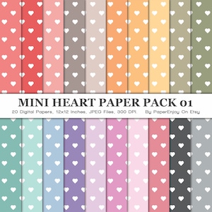 Mini Heart Digital Paper, Valentines Paper, Heart Pattern Paper, Heart Digital Background, Seamless, Commercial Use, Instant Download - DP04