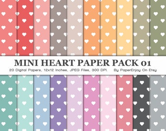 Mini Herz Digitales Papier, Valentines Papier, Herz Muster Papier, Herz Digitaler Hintergrund, nahtlos, kommerzielle Nutzung, Sofortiger Download - DP04