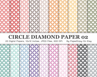 Circle Diamond Digital Paper, Circles Digital Paper, Geometric Digital Pattern, Geometric Background, Printable, Instant Download - DP11