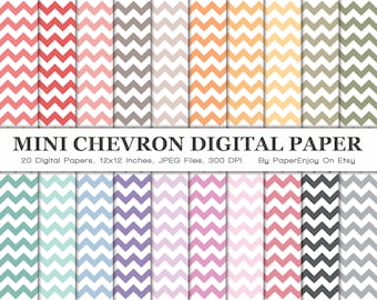 Mini Chevron Digitales Papier, Chevron Muster, Chevron Hintergrund, Scrapbooking Papier, kleines Chevron Digitales Papier, Instant Download- DP07