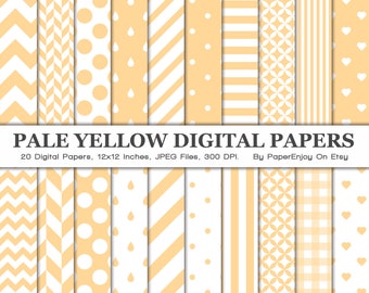Gelbes Digitales Papier, Gelbes Digitales Muster, Gelbes Chevron Papier, Gelber Hintergrund, Gelbes Scrapbook Papier, Sofortiger Download - DP32