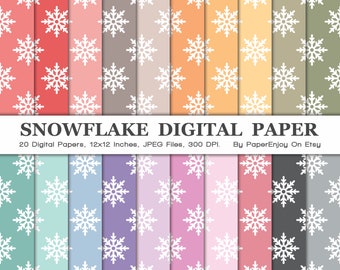 Schneeflocke Digitales Papier, Weihnachten Digitale Muster, Pastell Papiere, Festliche digitale Muster, kommerzielle Nutzung, Instant Download - DP34