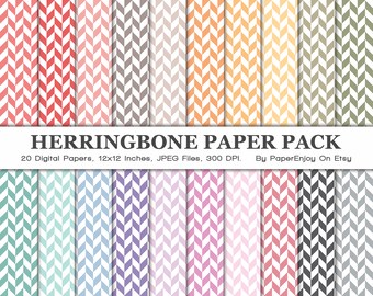 Herringbone Digital Paper Pack, Zig Zack Digitales Papier, Pastell Herringbone Muster, Scrapbook Papier, Nahtloses Papier, Sofortiger Download - DP08