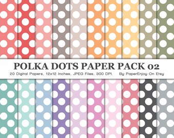 Polka Dots Digitales Papier, Pastell Polka Dot Muster, Regenbogen Digitales Papier, Polka Dot Hintergrund, kommerzielle Nutzung, Instant Download - DP03
