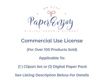 Kommerzielle Nutzungslizenz - PaperEnjoy - über 100 Produkte - für ein Clipart-Set oder ein digitales Paket - COML100 verkauft