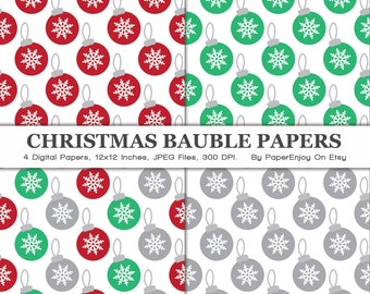 Christmas Bauble Digital Paper, Christmas Digital Paper, Christmas Patterns, Christmas Paper, Holiday Digital Paper, Instant Download - DP35