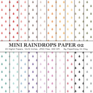 Mini Raindrops Digital Paper, Droplets Digital Paper, Rainy Day Pattern, Rain Digital Paper, Rain Scrapbook Paper, Instant Download - DP16