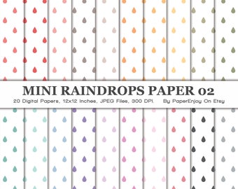 Mini Regentropfen Digitales Papier, Tropfen Digitales Papier, Regentage Muster, Regen Digitales Papier, Regen Scrapbook Papier, Instant Download - DP16