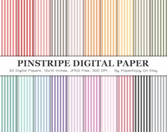 Nadelstreifen Digitales Papier, Nadelstreifen Digitales Muster, Pastell Nadelstreifen Digitales Papier, Candy Stripe Digital Paper, Instant Download - DP19