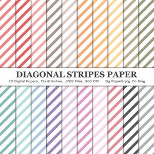 Diagonal Stripe Digital Paper, Striped Digital Paper, Diagonal Stripes, Stripe Pattern, Scrapbook Paper, Commercial, Instant Download - DP01