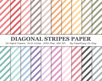 Diagonales Streifen Digitales Papier, Gestreiftes Digitales Papier, Diagonale Streifen, Streifenmuster, Scrapbook Papier, kommerzieller Download - DP01