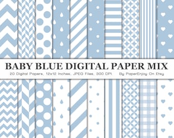 Baby Blau digitale Papier - blaue Chevron Papier, Hintergrund, digitale Muster, perfekt für Scrapbook-Papier