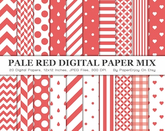 Red Digital Paper, Red Digital Pattern, Red Chevron Paper, Red Background, Red Scrapbook Paper, Commercial Use, Instant Download - DP29