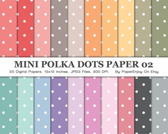 Mini Polka Dot Digital Paper, Polka Dots Digital Paper, Mini Dots Papier, Polka Dot Muster, Pastell Dots Papier, Instant Download - DP18