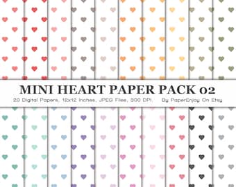 Mini Heart Digital Paper, Love Digital Paper, Valentines Paper, Heart Clipart, Heart Digital Background, Commercial, Instant Download - DP05