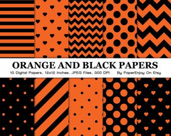 Orange und schwarz digitale Papier - Orange Papier, Halloween-Muster, perfekt für Scrapbook-Papier oder Partei Dekorationen