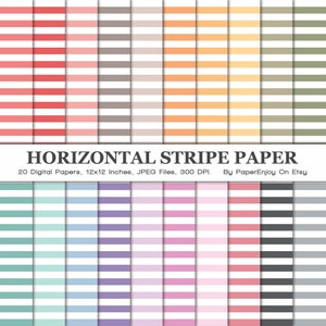 Horizontal Stripes Digital Paper, Stripe Digital Paper, Rainbow Stripes Paper, Striped Scrapbook Paper, Seamless, Instant Download - DP20