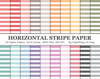 Horizontales Streifen Digitales Papier, Streifen Digitales Papier, Regenbogen Streifen Papier, gestreiftes Scrapbook Papier, Nahtloser Download - DP20