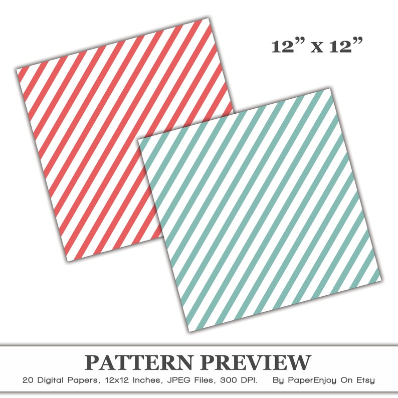 Large Diagonal Stripes Digital Paper, Wide Stripes Paper, Pastel Stripe ...