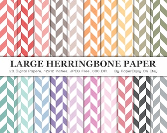 Großes Herringbone Digital Paper Pack, Chevron Digital Paper, Pastell Herringbone Muster, Zick Zack, Scrapbook Papier, Instant Download - DP09