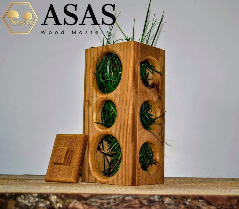 Guinea Pig Hay Feeder Wooden Hay Rack Asaswood Etsy