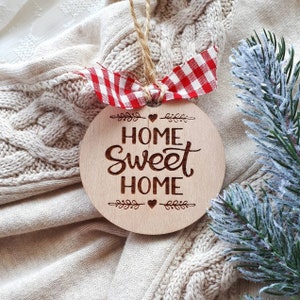 Home sweet home christmas ornaments Handmade wooden ornaments Rustic home christmas decoration