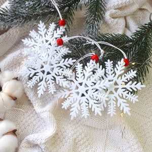 Felt snowflakes ornaments White and red christmas ornaments