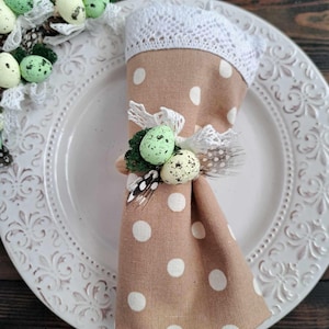 Easter egg napkin rings Easter table decor Farmhouse decoration  Spring napkin rings Rustic napkin rings