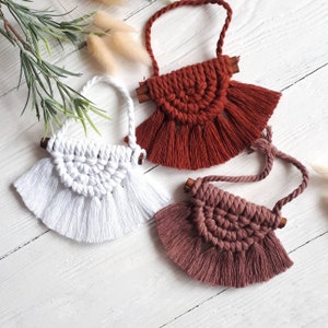 Macrame tree ornaments Set boho macrame christmas decoration