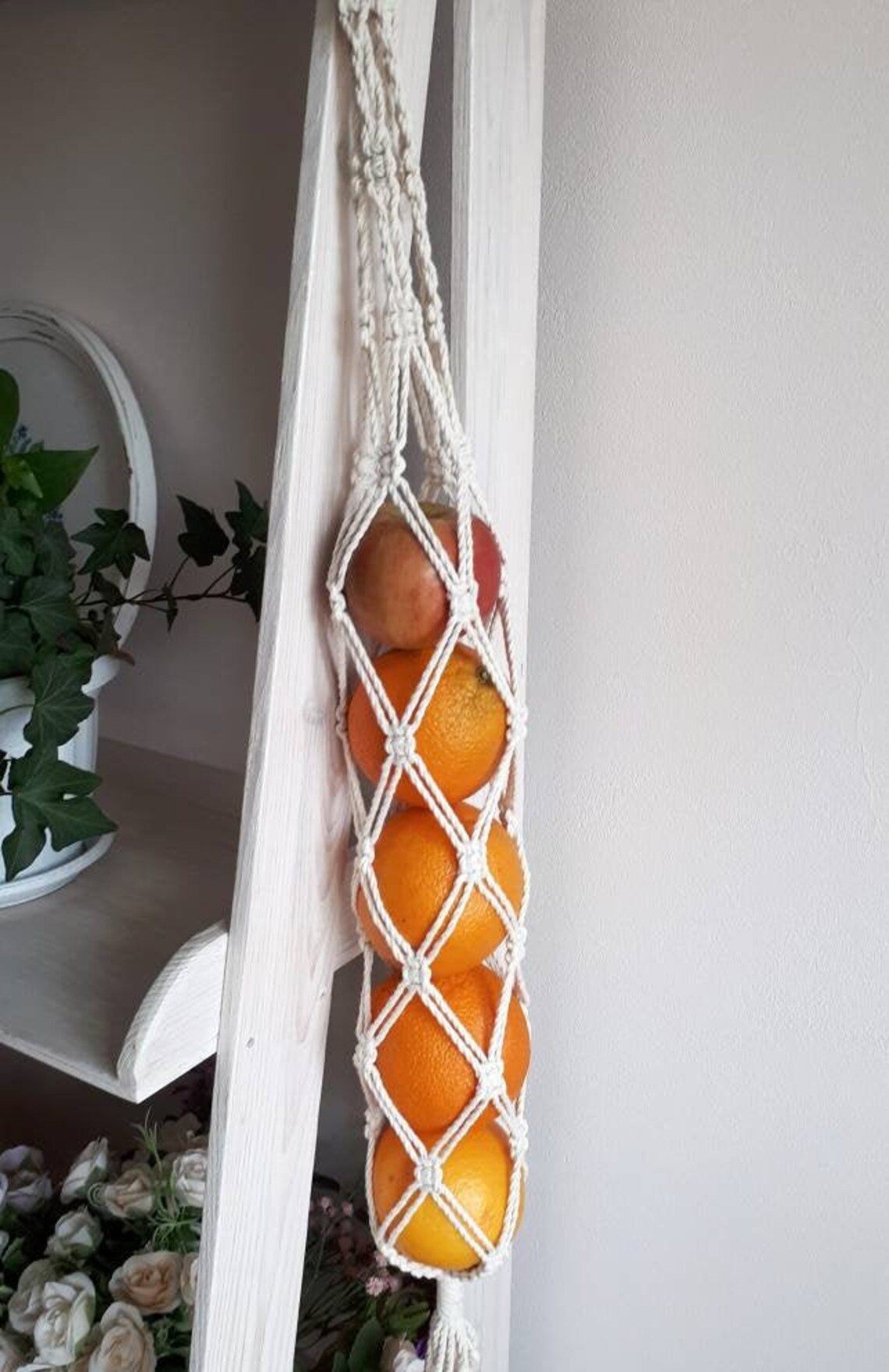 Hanging Fruit Basket Macrame Vegetable Bag Kitchen Etsy