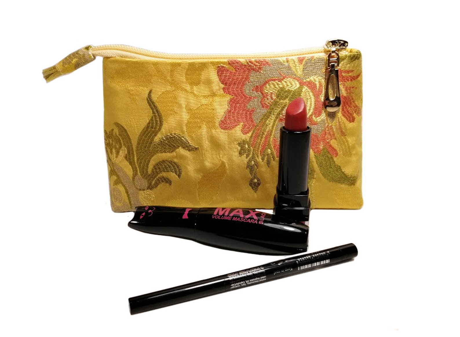 Cosmetic Bag. Silk Small Bag. Yellow Cosmetic Bag. Toiletry Etsy