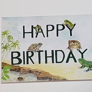 Card is of frogs, printed from original handpainted artwork, 2 card pack
