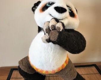 Needle felted "Kung Fu Panda"/felted panda/realistic panda/unique birthday gift/Christmas gift/custom needle felt animal/big funny bear/